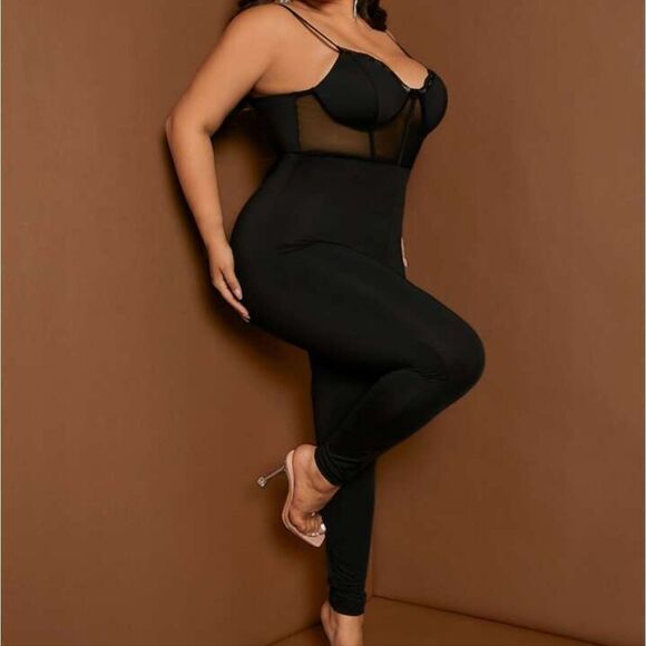 Sexy Plus Contrast Mesh Bustier Cami Unitard Jumpsuit sz 4x - Picture 3 of 12